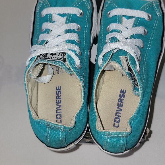 Converse All Star Chuck Taylor CTAS Ox Teal Low Kids Sneakers Size 13 - Picture 2 of 11